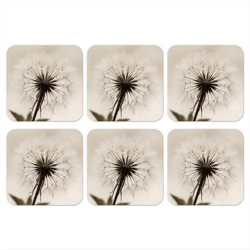 Paardenbloem - Minimalistisch - Wit onderzetter kurk middel -3d