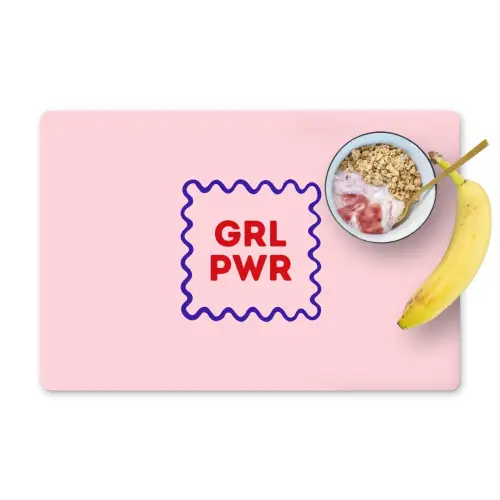 Grl pwr - Roze - Kader Placemat vinyl groot -zzzproduct_Kitchenyeah-website