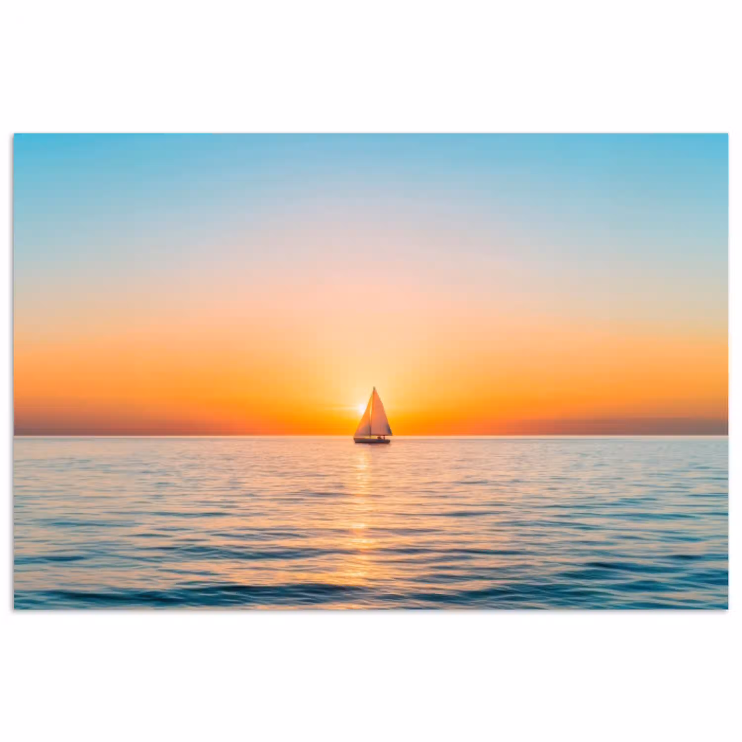 Zee - Zeilboot - Zonsondergang poster papier klein -3d