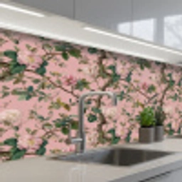 Pioenrozen - Botanisch - Vogel keuken achterwand 2 middel 871 -3d_schuin