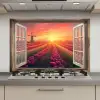 Doorkijk - Tulpen - Zonsondergang - Bloemen - Kleurrijk keuken achterwand spatscherm klein -3d_website