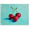 Kersen - Rood - Drie - Geverfd tuinposter los doek klein -3d