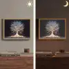 Sneeuwboom  - Lichtjes - Wit - Kleurrijk Light Box met batterij (Wandlamp) middel -sfeer3