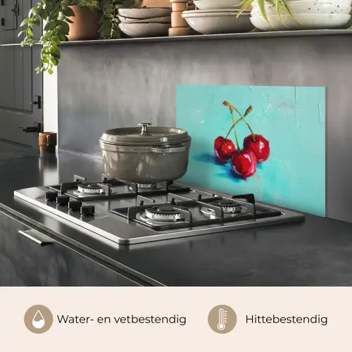 Kersen - Rood - Drie - Geverfd keuken achterwand spatscherm klein -usp_NL
