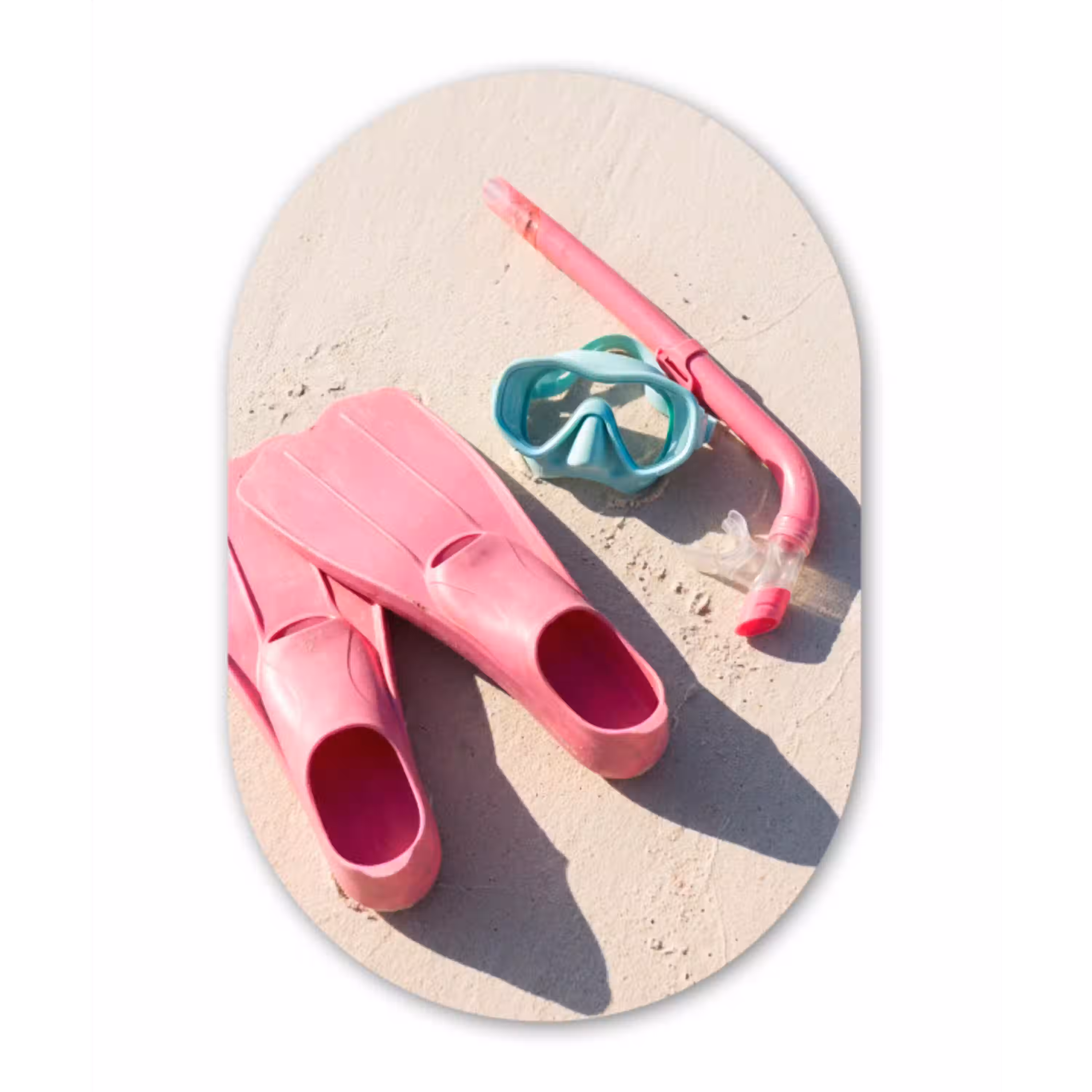 Snorkelset - Strand - Zomer - Roze Wandcirkel Ovaal Aluminium middel -3d