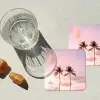 Palmbomen - Paars - Wolken - Lucht onderzetter kurk middel -sfeer4