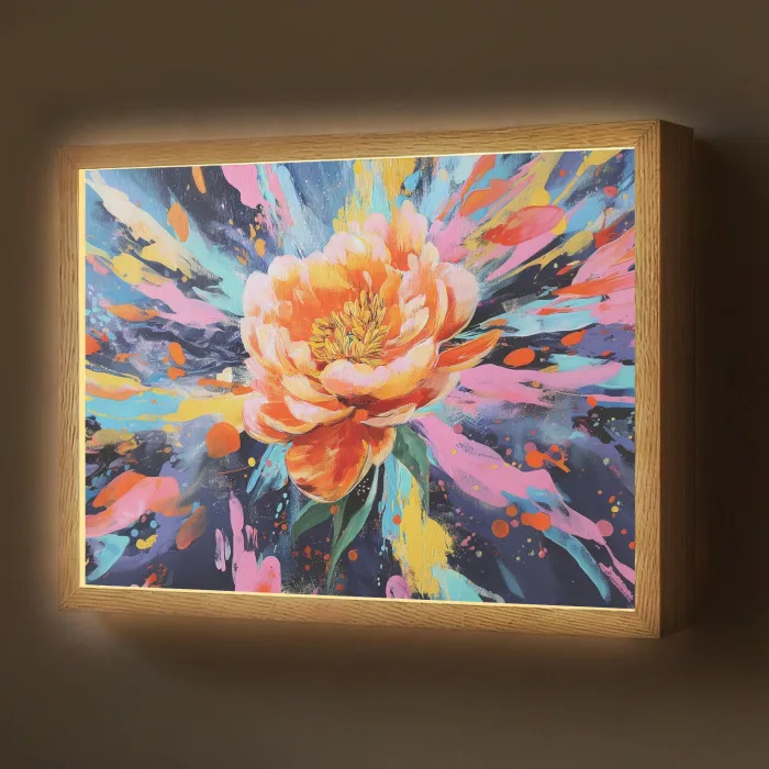 Bloemexplosie - Felle spatten - Dynamisch Light Box met batterij (Wandlamp) middel -z3d_website