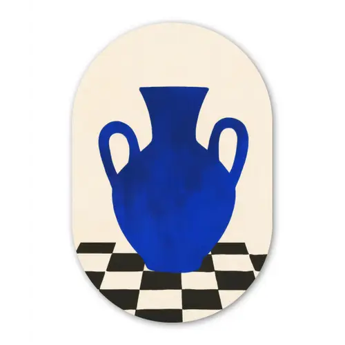 Vaas - Blauw - Geblokt - Modern Wandcirkel Ovaal Forex klein -3d