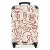 Donkerrode abstracte vormen op beige NBS - Handbagage koffer - Volwassenen Unisex middel -productfoto_recht