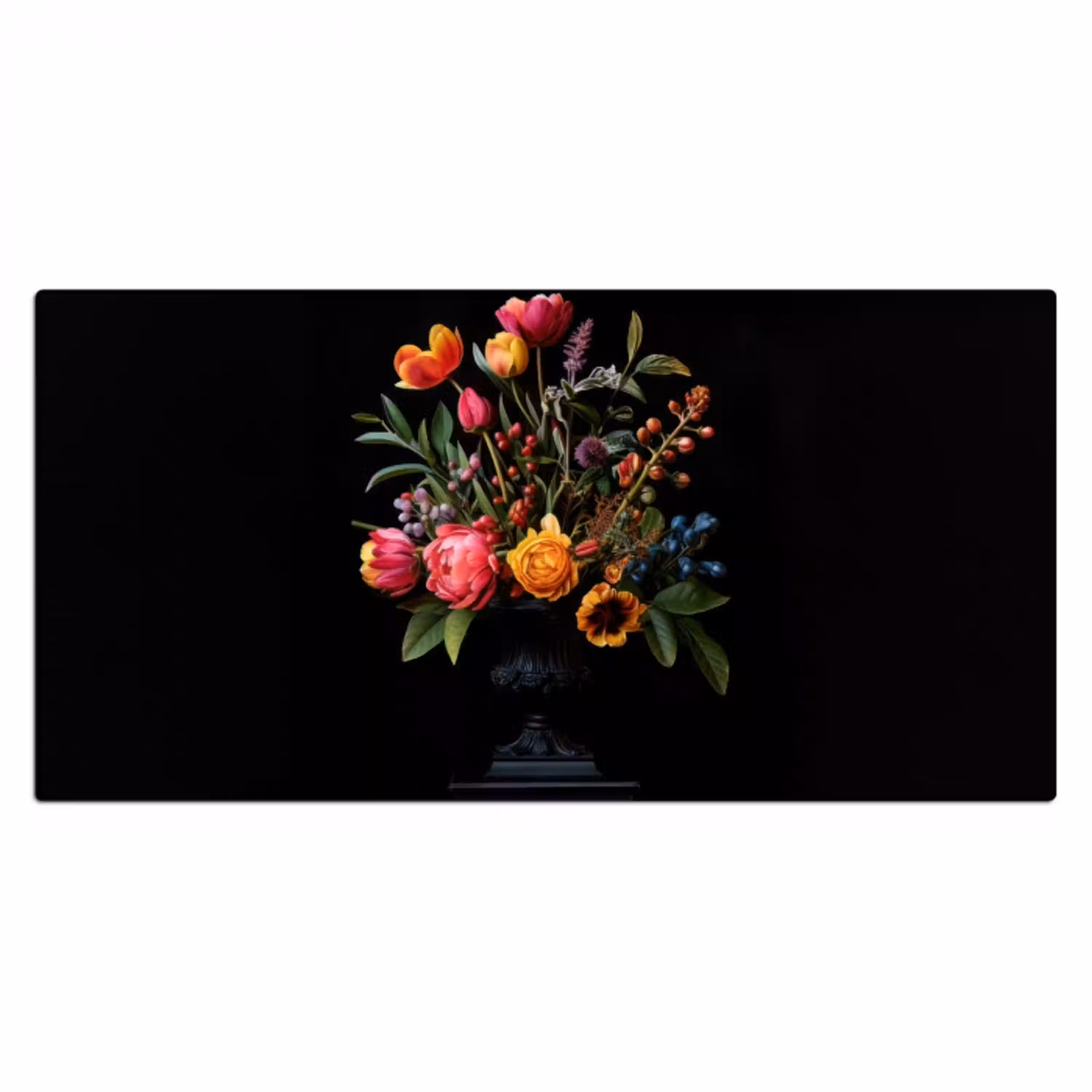 Tulpen - Bessen - Boeket - Vaas Muismat XXL klein -3d_leeg