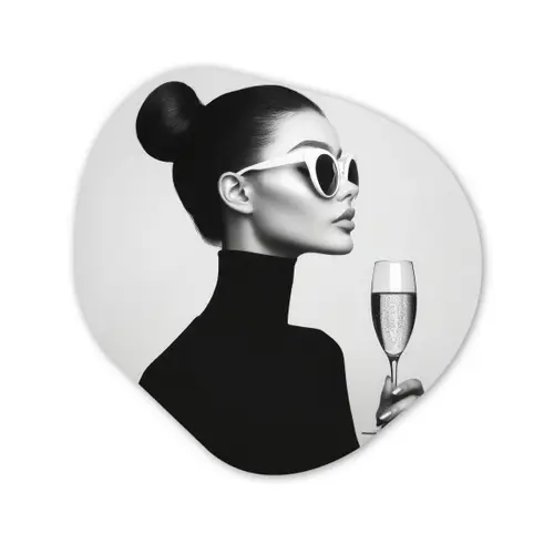 Vrouw - Champagne - Modern Wandcirkel Organisch Aluminium middel -3d