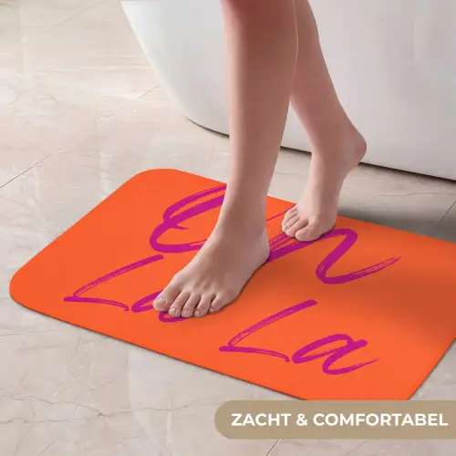 Oh la la - Oranje - Roze - Grafisch Badmat klein -USP_ZachtNL