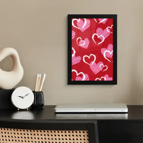 Patroon - Hartjes - Roze - Valentijn fotolijst zwart zonder passe partout klein -sfeer1