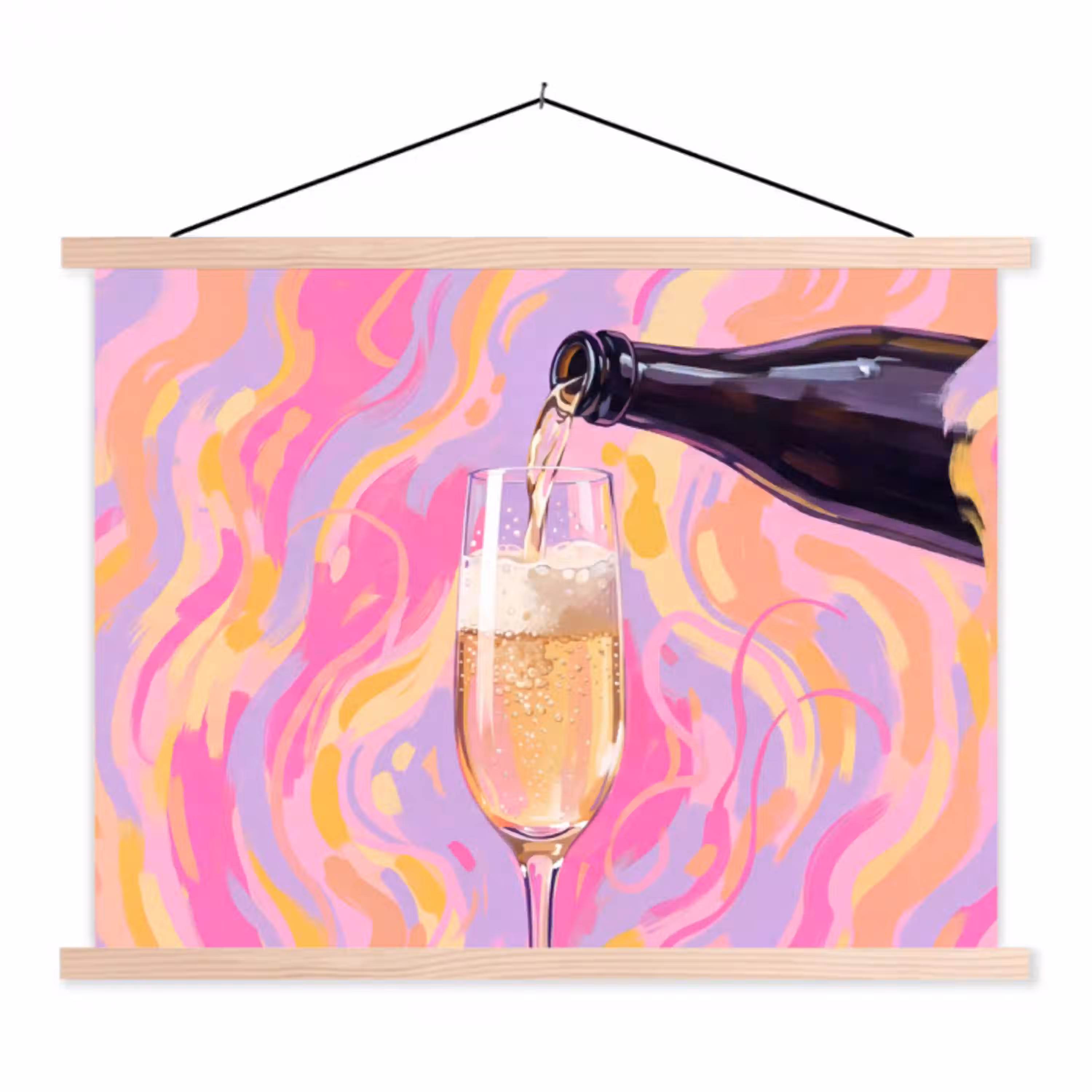 Drank - Inschenken - Feest - Abstract - Roze textielposter latten blank klein -3d