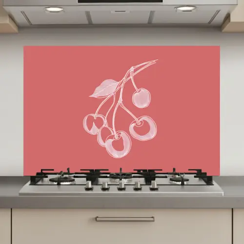 Lijnillustratie - Kersen - Tak - Wit keuken achterwand spatscherm klein -3d_website