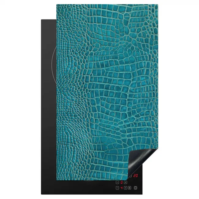 Krokodillenleertextuur - Blauw - Exotisch Inductie beschermer vinyl 3mm middel -3d