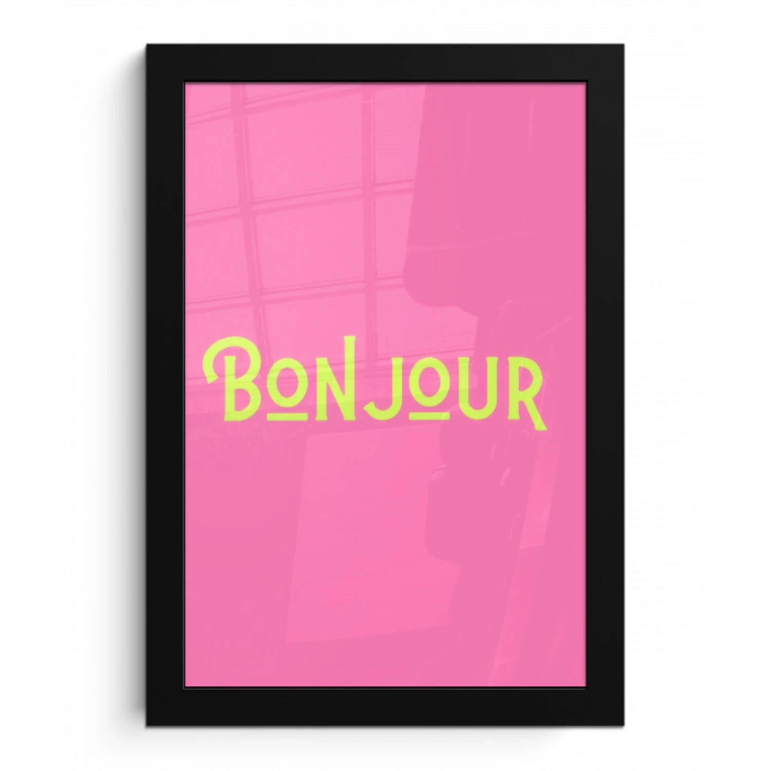 Roze - Groene Bonjour - art-deco fotolijst zwart zonder passe partout klein -3d