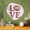 Tekst - Love - Pantervacht - Lichtroze Wandcirkel Organisch Plexiglas middel -sfeer2