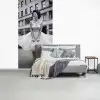 Retro - Vrouw - Zwart - Wit fotobehang vinyl groot -slaapkamer