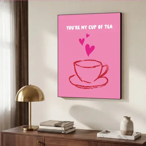 Thee - Roze - Valentijn - Tekst Textielframe - compleet frame klein -sfeer3
