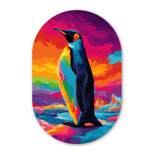 Ijsschots - Pinguïn - Abstract - Lucht Wandcirkel Ovaal Forex klein -3d