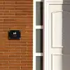 Zwart krokodillenleertextuur - Modern Naambord Rechthoek middel -sfeer3-rechthoek-S