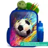Neon - Voetbal - Kleurrijk Kinderrugzak - Blauw middel -inhoud_FR