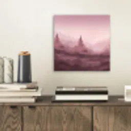 Landschap - Mistig - Roze aluminium wit klein -sfeer1