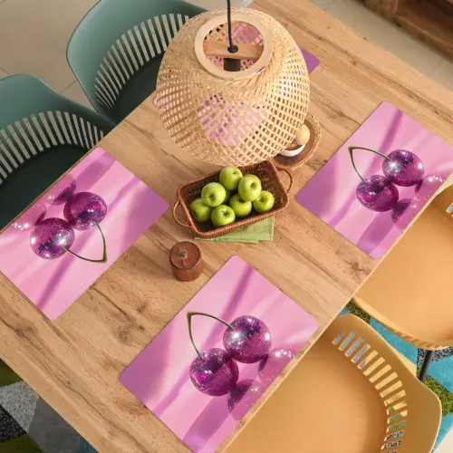 Glitter - Discobol - Roze - Kersen Placemat vinyl groot -zzsfeer5_Kitchenyeah-website