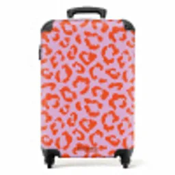 Dierenprints - Panterprint koffer in oranje en lichtroze NBS - Handbagage koffer - Unisex middel -productfoto_recht