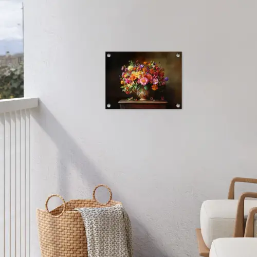 Kleuren - Boeket - Vaas - Hout tuinposter los doek klein -sfeer8
