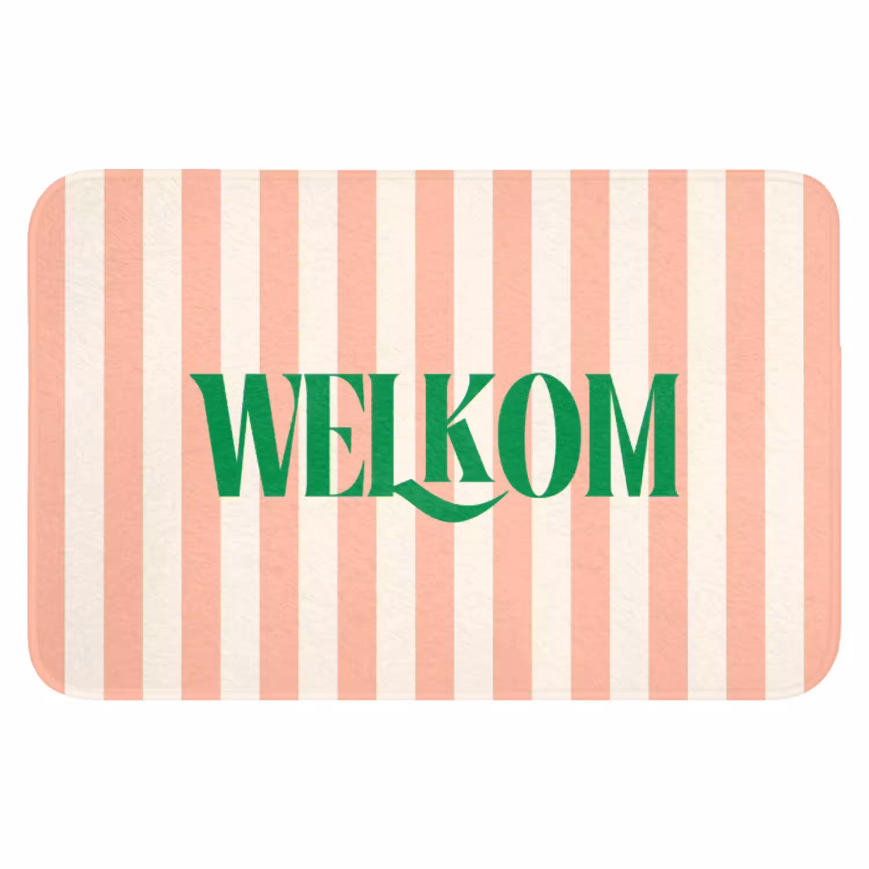 Zachtroze - Groen - Strepen - Welkom WCmat klein -3d