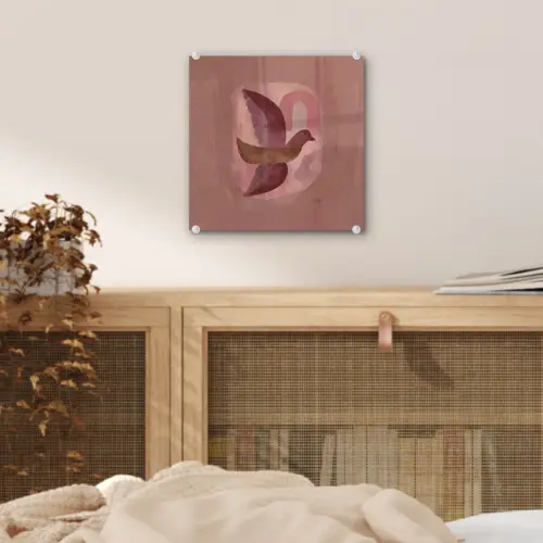 Illustratie - Vogels - Abstract - Roze plexiglas 5mm klein -sfeer4