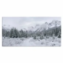Weg - Bergen - Sneeuw - Naaldbos - Avontuurlijk Muismat XXL klein -3d_leeg
