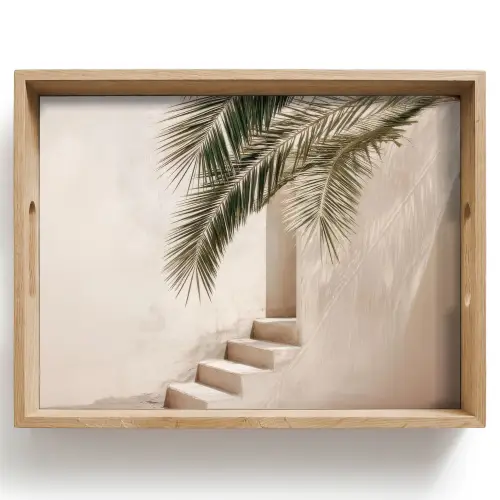 Palmboom - Schaduw - Trap - Beige Dienblad Rechthoek middel -z3d_shopping