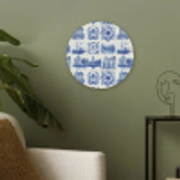 Huizen - Schepen - Blauw Akoestische PET Vilt - Rond klein 838 -sfeer2