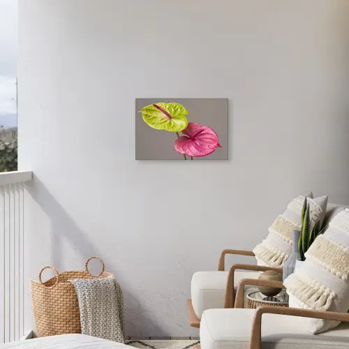 Planten - Anthurium - Groen - Roze Tuinposter op houten frame 2 cm dik klein -sfeer1
