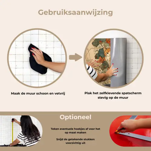 Kat - Sierlijk - Bloemen keuken achterwand spatscherm klein -gebruiksaanwijzing_NL