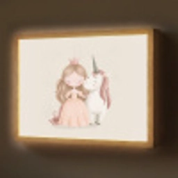 Prinses - Eenhoorn - Pastel Light Box met batterij (Wandlamp) middel -z3d_website