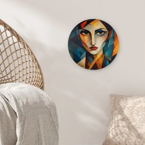 Portret - Abstract - Vormen Wandcirkel kunststof plaat 5mm dik klein -sfeer5