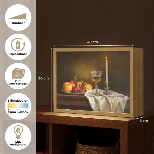 Fruit -  Stilleven - Wijn - Kaars Light Box met batterij (Wandlamp) middel -USP_websiteoverzichtNL