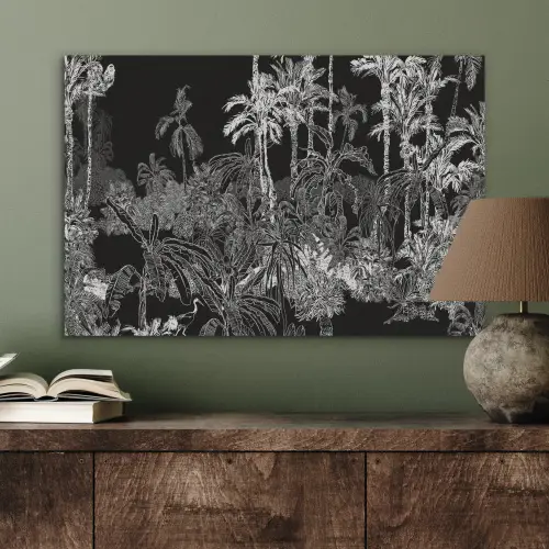 Jungle - Bomen - Bladeren - Tropical PET vilt middel -sfeer2