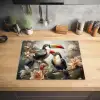 Toekan - Vogels - Bloemen - Jungle Inductie beschermer vinyl 3mm groot -sfeer5