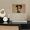 Vrouw - Beige - Bloem - Modern - Portret poster papier klein -sfeer1