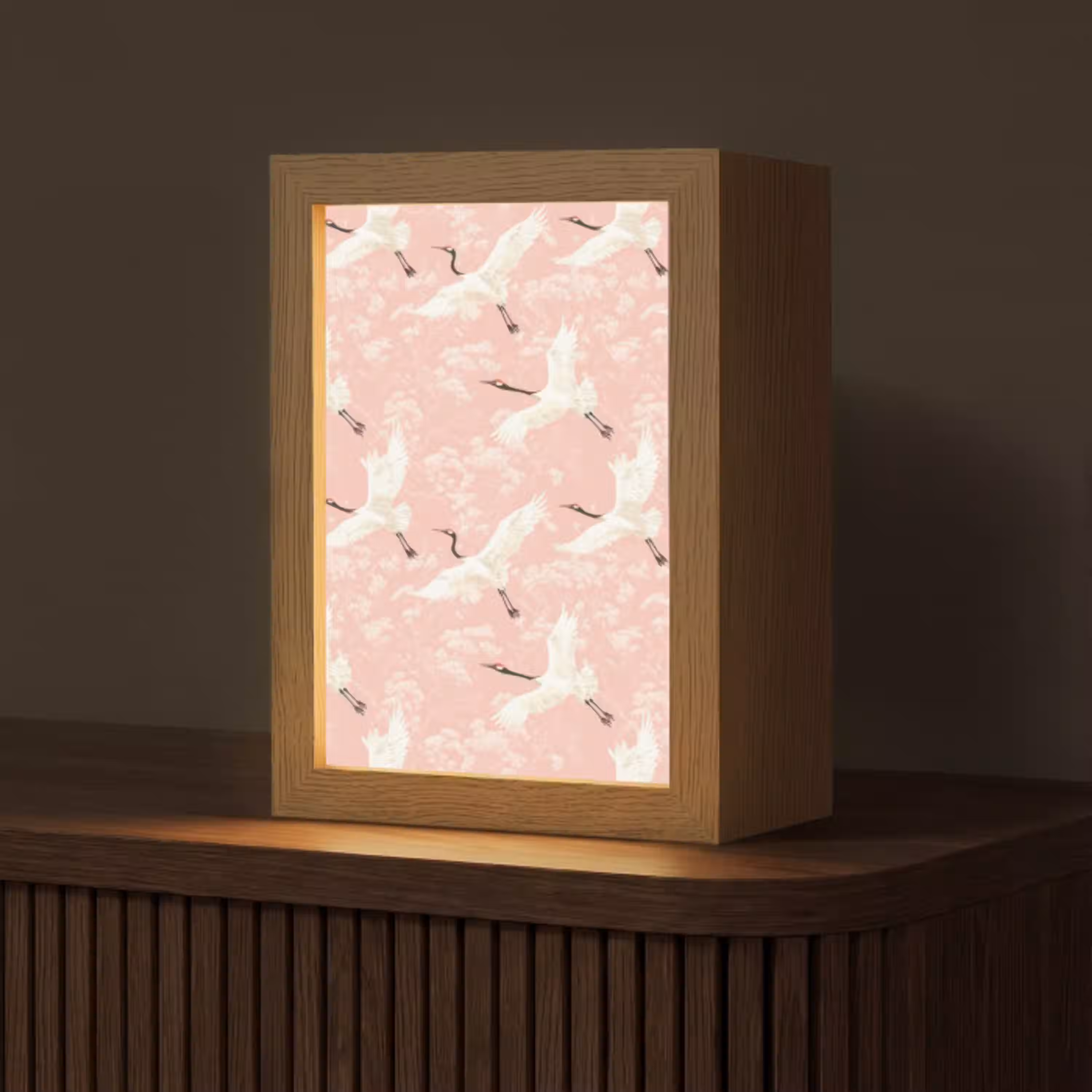 Kraanvogels - Bloesem - Roze Light Box met kabel (Tafellamp) klein 925 -z3d_website