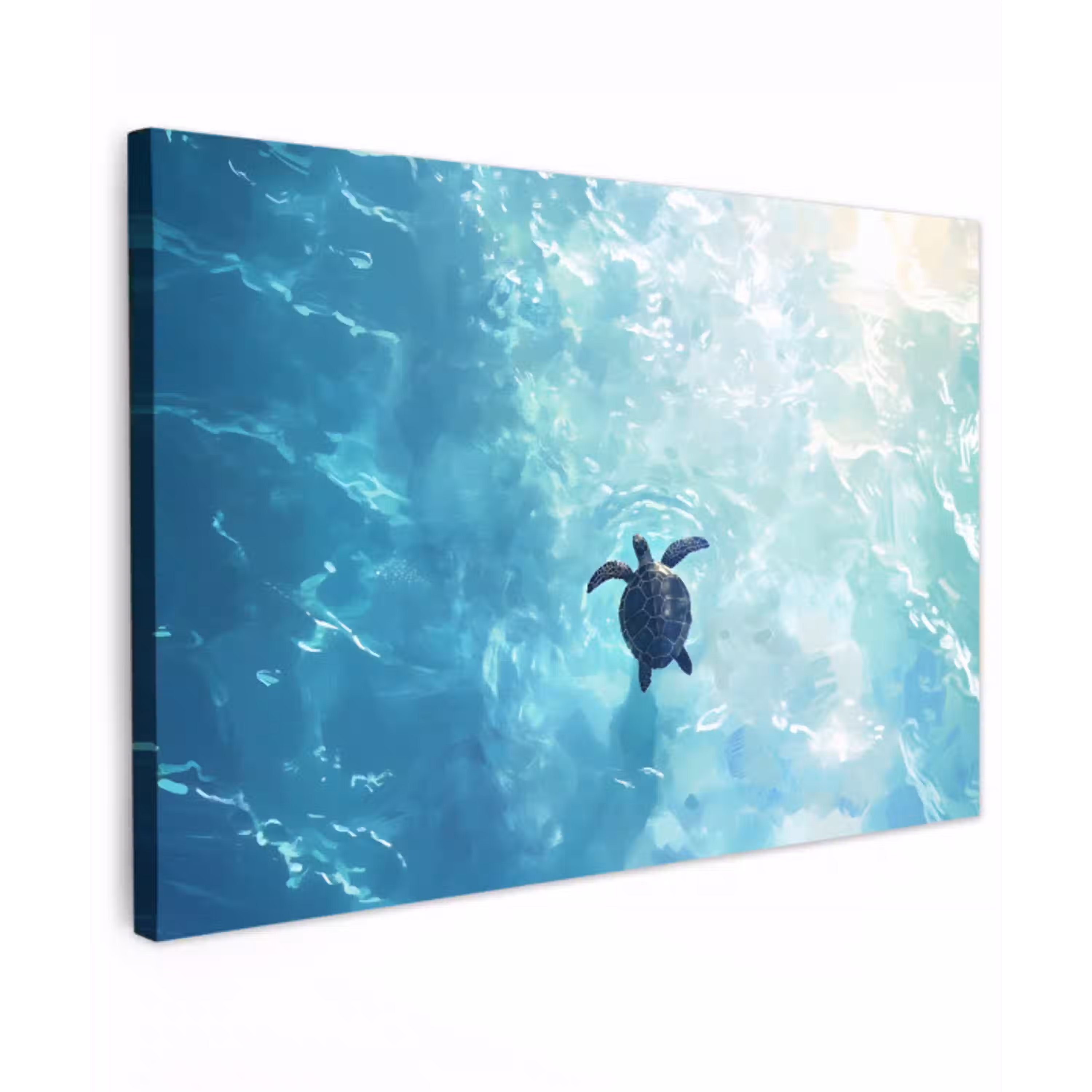 Schildpad - Zee - Blauw - Schittering canvas 2cm klein -z3d