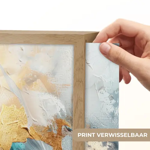 Abstract - Kunst - Gold - Blauw Light Box met batterij (Wandlamp) middel -USP_websiteprintNL