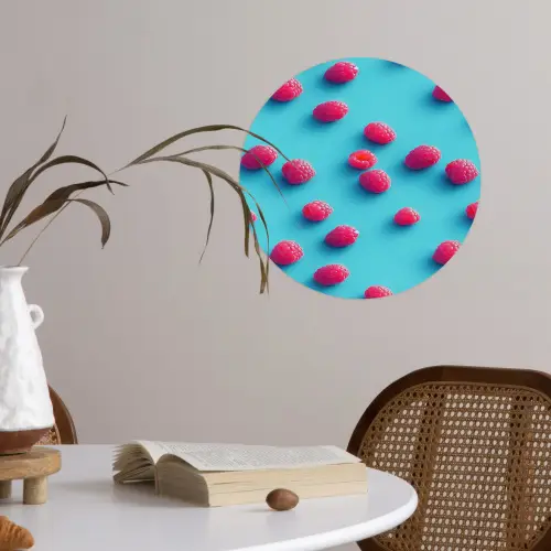 Blauw - Frambozen - Roze Wandcirkel behangsticker klein 186 -sfeer3
