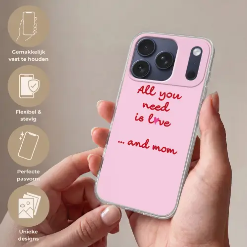 Moeder - Love - Tekst - Rood Telefoonhoesje iPhone 17 Pro klein -sfeer3_NL
