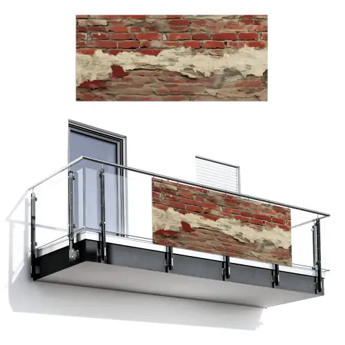 Muur - Baksteen - Verweerd Balkonbeschermer Duitsland klein -3d